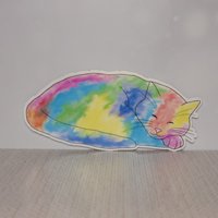 Tie Dye Sleeping Cat Sticker, Water Resistant, Laptop Sticker, Water Bottle Sticker, Planner Sticker, Great Gift, Journal Sticker