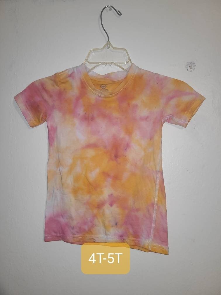 Orange, Hand Dyed, Tie Dye, T-Shirt, Toddler, Children, Colorful, Hippie, Boho, Red, Yellow, White, 70s, Fun, Summer