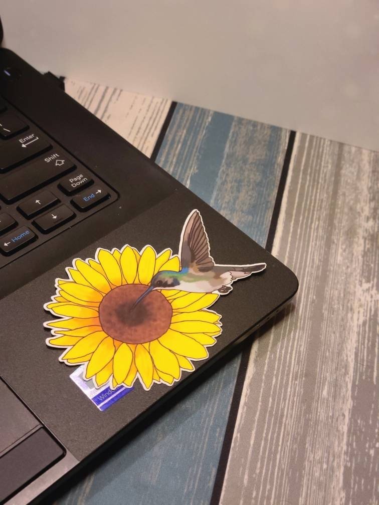 Hummingbird Sunflower Waterproof Sticker