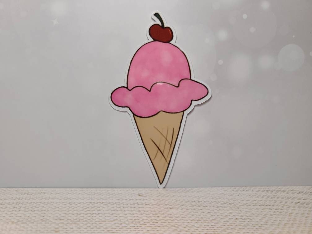 Set of Six (6) Ice Cream Themed Stickers